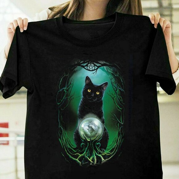 Black Cat Halloween T-Shirt The Mountain Graphic Tee 81 - Picture 1 of 5